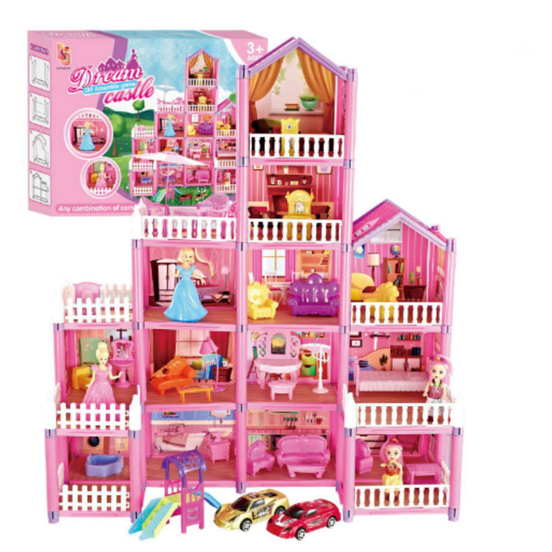 278pcs Doll House Building Toys DIY Brain Training Doll House Castle Building Kit for Girls Pink - Otaj Gifts
