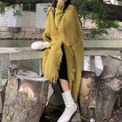 Long Alpaca Wool Sweater Coat, Women's Soft And Waxy Jacket,  Hand Knit Sweater Cardigan, Loose Korean Style, Knitwear, Womens Clothing - Otaj Gifts