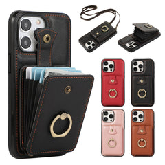 Suitable for iPhone 12/13/14/15/16 series crossbody card holder Faux Leather mobile phone case black/brown/red/rosy Golden 16promax mobile phone case 14promax15promax with card bag and long chain - Otaj Gifts