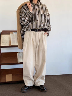 Men's All-match Retro Corduroy Wide-leg Pants - Otaj Gifts