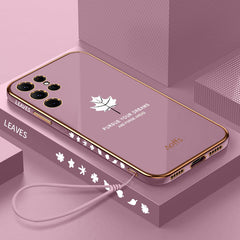 Straight Edge Electroplating Phone Case Maple Leaf Cell Phone Shell - Otaj Gifts
