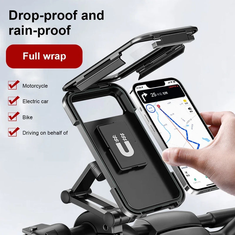 Waterproof Motorcycle Bike Mobile Phone Holder Magnetic Universal Bicycle GPS 360 Degree Swivel Adjustable Motorcycle Cellphone Holder - Otaj Gifts