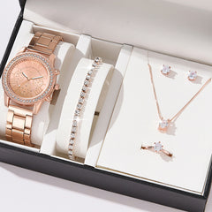 Women's Three-eye Quartz Diamond-embedded Watch - Otaj Gifts
