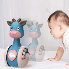 Sliding Deer Baby Tumbler Rattle 3 In 1 Sliding Tumbler Toy Baby Rattle Montessori Bath Toy For W Built-in Ring Bear Roly-Poly Early Learning Christmas Tumbler - Otaj Gifts