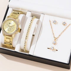 Women's Three-eye Quartz Diamond-embedded Watch - Otaj Gifts