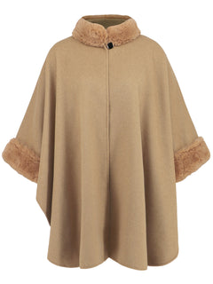 Fashionable Fur Collar Mid-length Coat Cape - Otaj Gifts