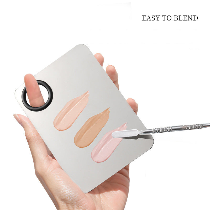 Stainless Steel Cosmetic Makeup Palette, Professional Cosmetic Mixing Makeup Palette Spatula Makeup Artist Tool, Beauty Salon Color Cream Mixing Palette With A Spatula Makeup Nail Art Palette - Otaj Gifts