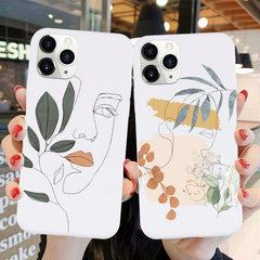 Compatible with Apple , Simple Line Face Phone Protective Cover Light - Otaj Gifts