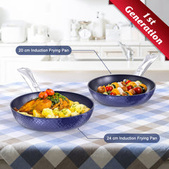 Frying Pan Sets Non Stick 3Pieces Blue 3D Diamond Cookware - Otaj Gifts
