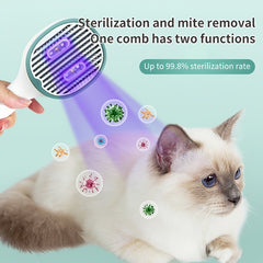 Cat Comb Dog Hair Remover Brush UVC Sterilization Pet Grooming Slicker Needle Comb Cat Sterilization Comb Pet Brush For Shedding And Grooming Self-Cleaning Slicker Brush For Long And Short Hair - Otaj Gifts