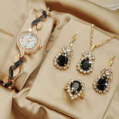 Fashion Watch Gift Suit Quartz Watch Necklace Bracelet Ring Stud Earrings - Otaj Gifts