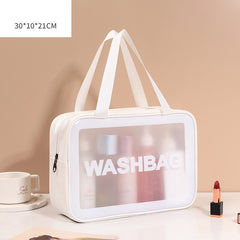 Pu Transparent Three Piece Makeup And Wash Bag Large Capacity - Otaj Gifts