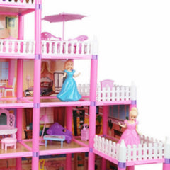278pcs Doll House Building Toys DIY Brain Training Doll House Castle Building Kit for Girls Pink - Otaj Gifts