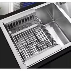 Adjustable Immersion Sink Dish Drying Rack With Stainless Steel Drain Basket - Portable And Retractable Space-Saving Fruit And Vegetable Solution - Otaj Gifts
