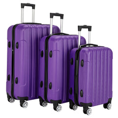 Vertical 3-in-1 Spinner Wheel With Handle Trolley Case 20in 24in 28in ABS Aluminum Alloy Trolley Classic Color - Purple - Otaj Gifts
