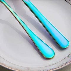 24 Pcs Deluxe Stainless Steel Knife Fork Spoon Teaspoon Kitchen Cutlery Set - Otaj Gifts
