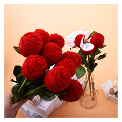 Creative Ring Box Earrings Box With Branch Roses - Otaj Gifts