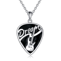 Sterling Silver Music Guitar Pick Pendant Necklace Jewelry Gifts for Women - Otaj Gifts