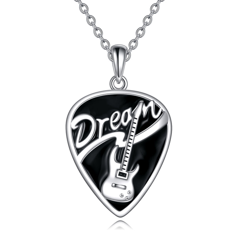 Sterling Silver Music Guitar Pick Pendant Necklace Jewelry Gifts for Women - Otaj Gifts