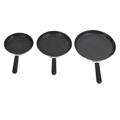 3 Piece Frying Pan Set Black Aluminum Alloy Portable Anti Stick Frying Pan for Egg Mille Feuille Pizza - Otaj Gifts