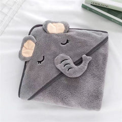 Coral Fleece Three-dimensional Cartoon Bath Towel Children Hoodie Cloak - Otaj Gifts