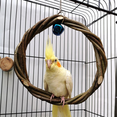 Bird Standing Frame Rattan Ring Chewing Toy Bird Cage - Otaj Gifts