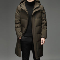 Down Jacket Fashion Long Stand-up Collar Zipper Thermal Cardigan Coat - Otaj Gifts
