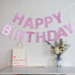 Happy Birthday Letter Flag Party Background Wall Decoration - Otaj Gifts