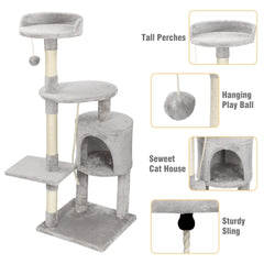 Large 4-story Cat Climbing Frame Cat Scratching Post Kitten Activity Center UK - Otaj Gifts