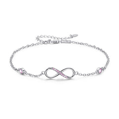 Sterling Silver Endless Love Symbol Anklet Charm Adjustable Chain Anklets For Women - Otaj Gifts