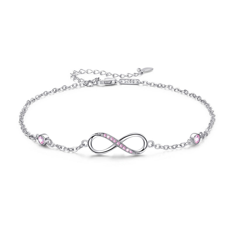 Sterling Silver Endless Love Symbol Anklet Charm Adjustable Chain Anklets For Women - Otaj Gifts