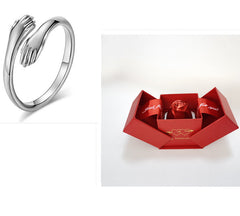 Metal Rose Lifting Jewelry Box Ring Storage Box - Otaj Gifts