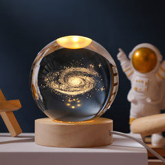 3D Crystal Ball Night Light Solar System Cosmic Theme LED Decoration Light Wooden Base Astronomy Nightlights Birthday Gift - Otaj Gifts