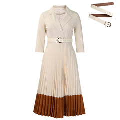 Suit Collar Fashion Elegant Pleated African Dress - Otaj Gifts