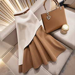 Women's Winter Brown Contrast Skirt - Otaj Gifts