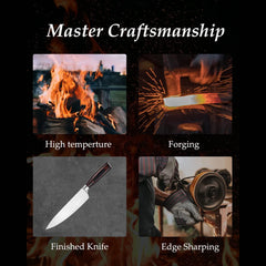 Kegani Japanese Chef Knife 8 Inch - Chefs Knife High Carbon Stainless Steel Knife Kitchen Cooking Knife - Rosewood FullTang Sharp Knife With Sheath - Otaj Gifts