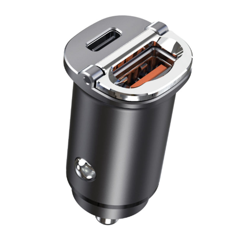 Flush Fit Mini Car Charger PD20W QC18W Dual Port USB Automobile Fast Charging Adapter Black - Otaj Gifts