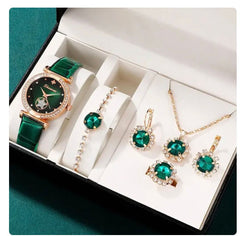 Fashion Watch Gift Suit Quartz Watch Necklace Bracelet Ring Stud Earrings - Otaj Gifts