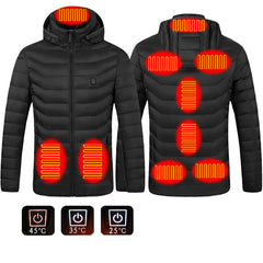 Men Heated Puffer Jacket Electric Heating Coat Insulated Hood Windbreaker - Otaj Gifts
