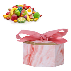25 Set Hexagonal Candy Boxes Chocolate Cookies Boxes for Wedding Party Supplies(Pink Rose Pink Ribbon ) - Otaj Gifts