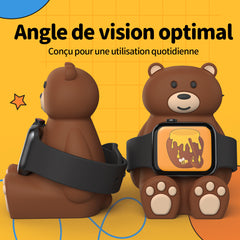 Cute Bear IWatch Charger Stand Compatible With IWatch Series 9-1 45mm,44mm,42mm,41mm,40mm, 38mm For IWatch Charger Cute Soft Silicone,Supports Nightstand Mode,Home Office Use - Otaj Gifts