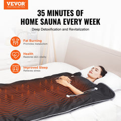 VEVOR Sauna Blanket For Detoxification, Portable Far Infrared Sauna For Home, Oxford Sauna Bag Warm Holes & Carbon Fiber Heating, 1-6 Level Adjustable Temp 95-176F, 5-60 Minutes Timer, 75 X 35 In - Otaj Gifts