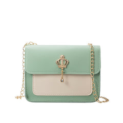 Women's Contrast Color Crown Ornaments Small Square Bag - Otaj Gifts
