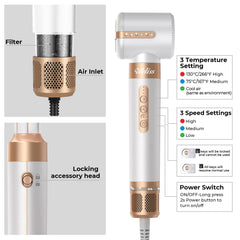 Blow Dryer Brush 7 In ONE, 110,000 RPM High-Speed Negative Ionic Hair Dryer With Diffuser Concentrator, Thermal Brush Hair Straightener Magic Styler, Volumizing Hair Styling Tools - Otaj Gifts