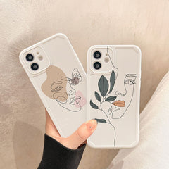 Compatible with Apple , Simple Line Face Phone Protective Cover Light - Otaj Gifts