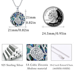 925 Sterling Silver Abalone Shell Turtle Pendant Necklace for Women and Ocean Enthusiasts - Otaj Gifts