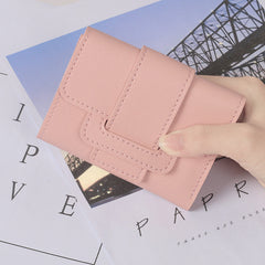 Pure Color Drawstring Tri-fold Ladies Purse Women's Coin Purse Clutch - Otaj Gifts