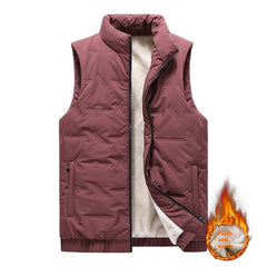 Autumn And Winter Fleece-lined Thickening Stand Collar Cotton Vest - Otaj Gifts