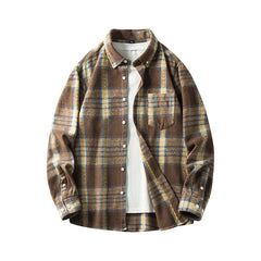 Cross-border Foreign Trade Men's Autumn And Winter New Plaid Plus Size Long-sleeved Shirt Casual Coat Thickened Flannel Shirt Men - Otaj Gifts