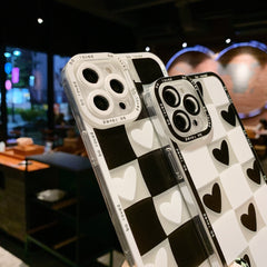 Chess And Card Love Black And White Lattice Full Soft Protective Case Mobile Phone - Otaj Gifts